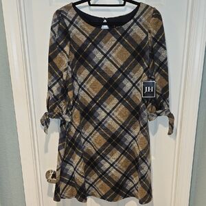 (New) JH Plaid Dress - Black and Brown Size L